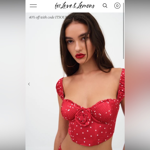 For Love And Lemons Tops - For Love & Lemons Crop Top -Red